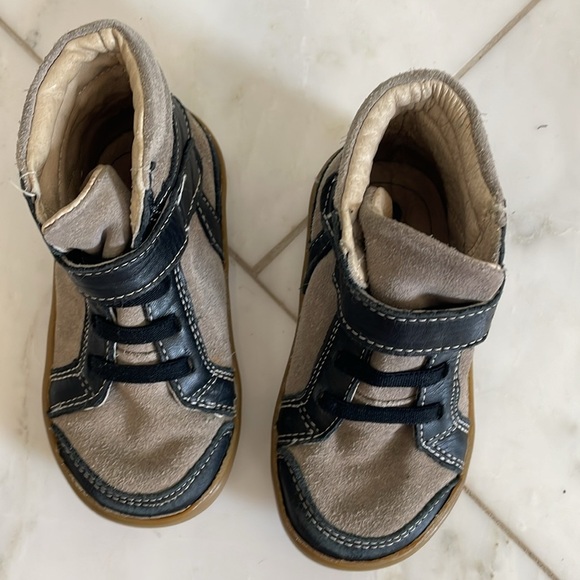 Old Soles, toddler or baby 7, leather Velcro gray black high top sneakers - Picture 3 of 9